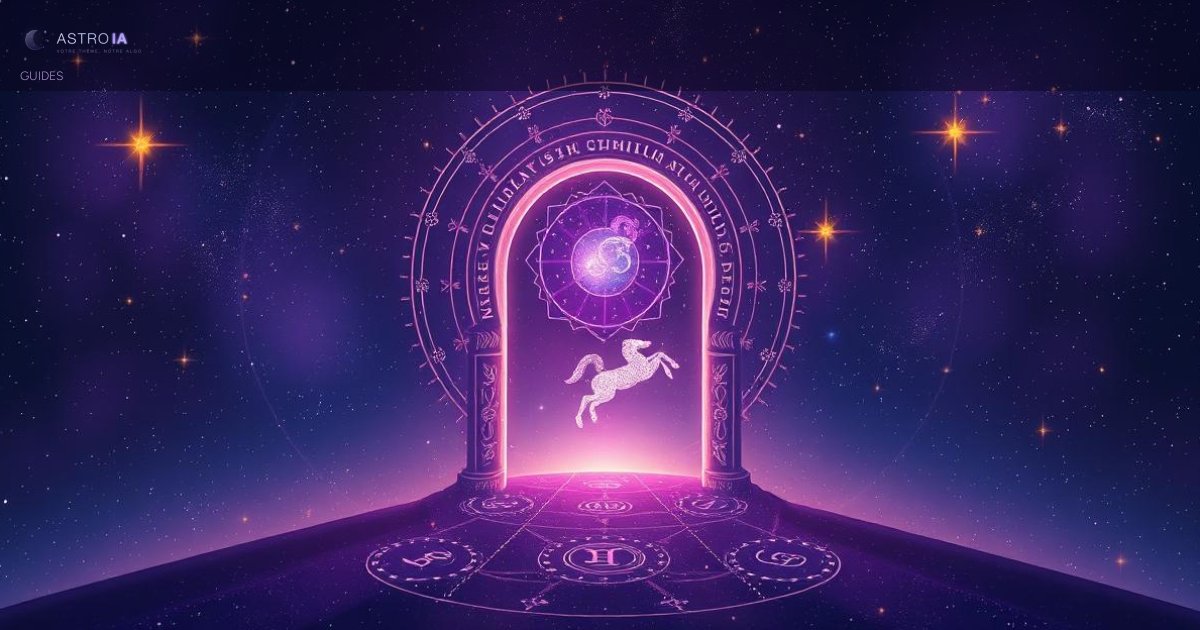 Roue du zodiaque colorée avec les 12 signes astrologiques illustrés de manière simple et accessible sur un fond étoilé