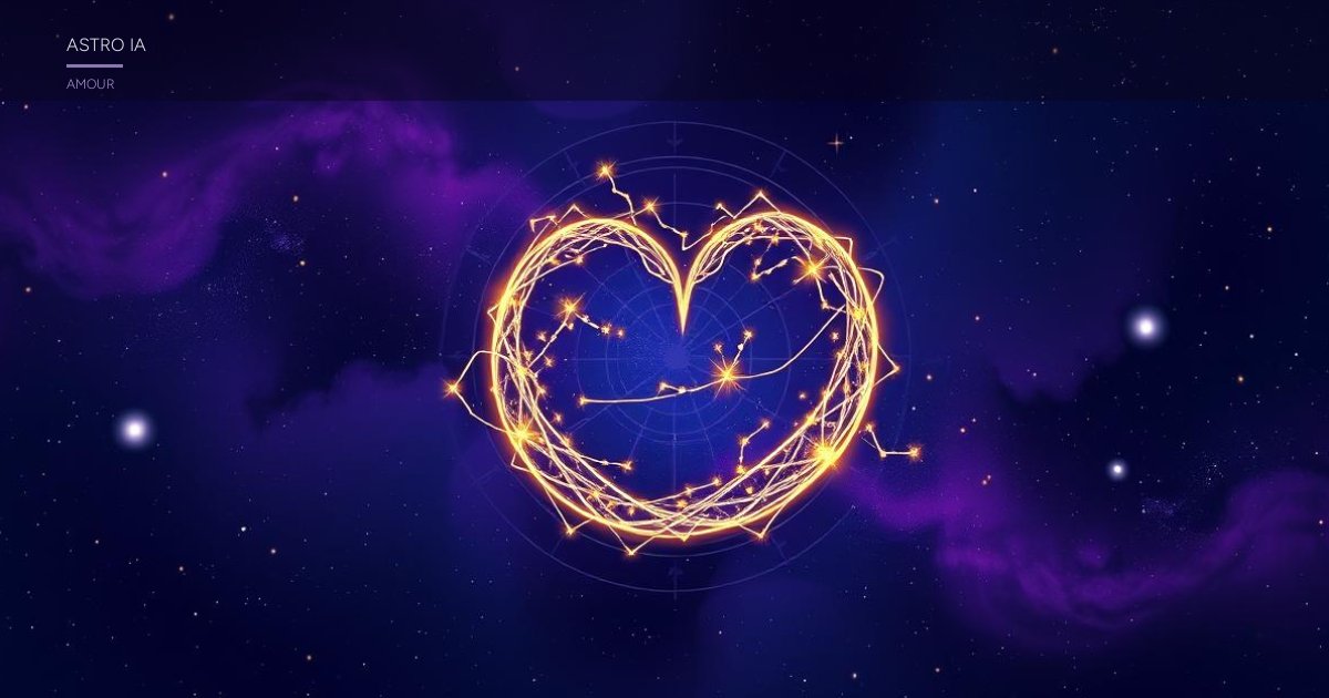 Illustration cosmique de deux constellations enlacées évoquant la maison 7 astrologie, l'amour et les unions célestes